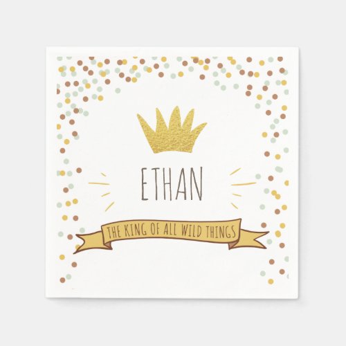 Wild things Paper Napkin Gold Crown First birthday