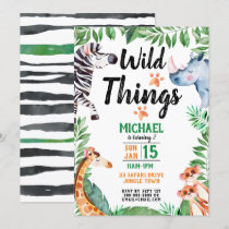 Wild Things Safari Animal Kids Birthday Invitation
