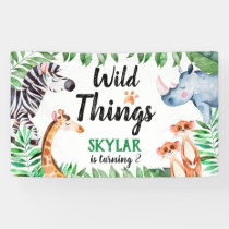 wild Things Safari Animal Kids Birthday Party Banner