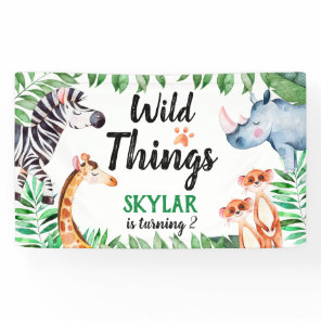 wild Things Safari Animal Kids Birthday Party Banner