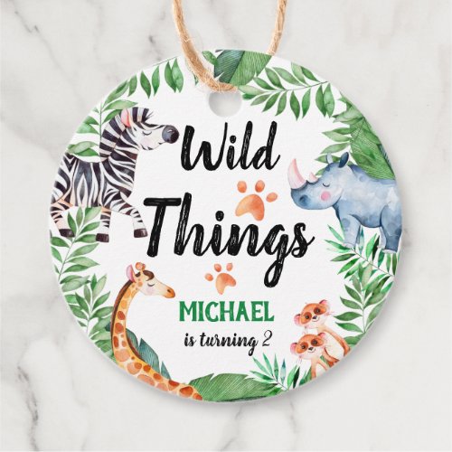 Wild Things Safari Animal Kids Birthday Party Favor Tags