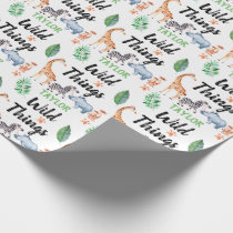 Wild Things Safari Animal Kids Birthday Party Wrapping Paper