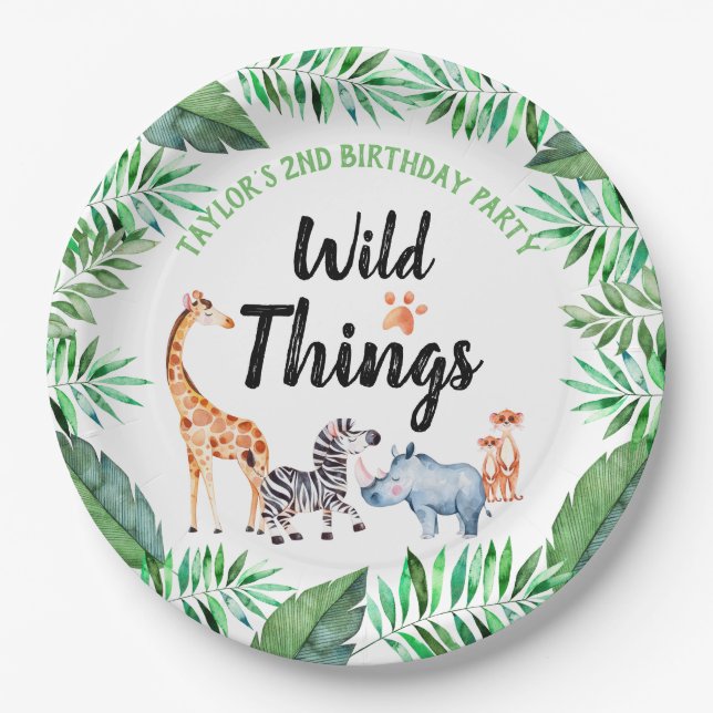Wild Things Safari Animal Wild Things Birthday Paper Plates (Front)