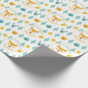 Wild Things Woodland Animals Fox Personalized Wrapping Paper