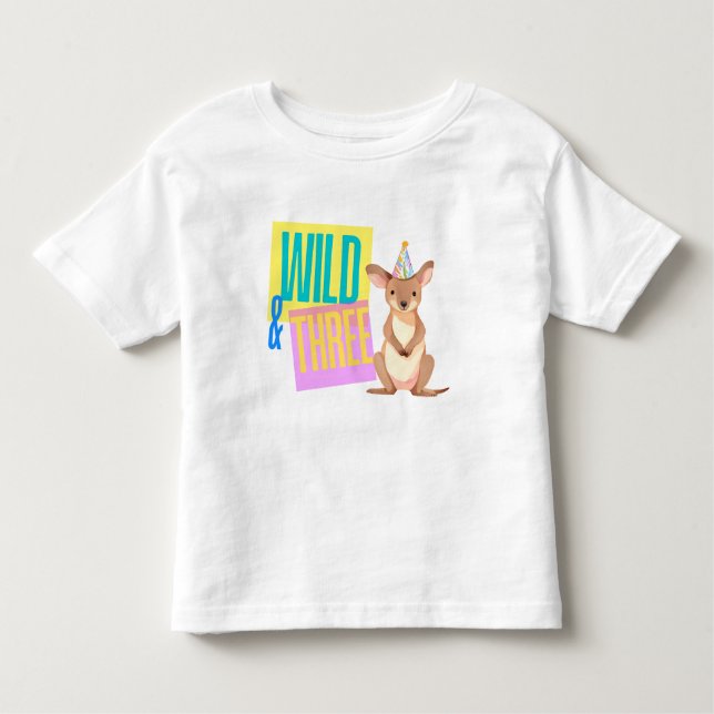 Wild & Three 3rd Birthday Kangaroo T-Shirt (Front)