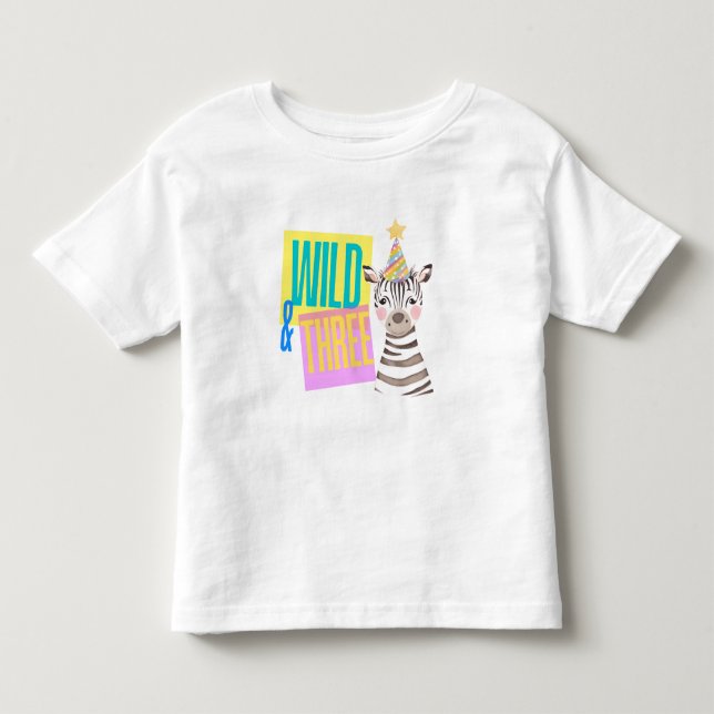 Wild & Three 3rd Birthday Zebra T-Shirt (Front)