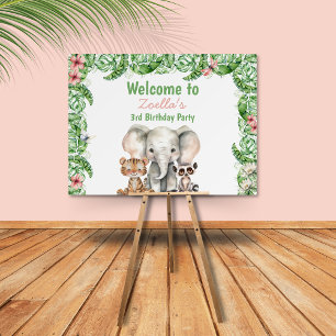Wild Three Safari Animals Third Birthday Welcome Foam Board