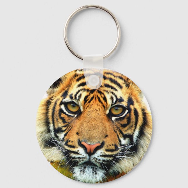 Wild tiger animal face keychain (Front)