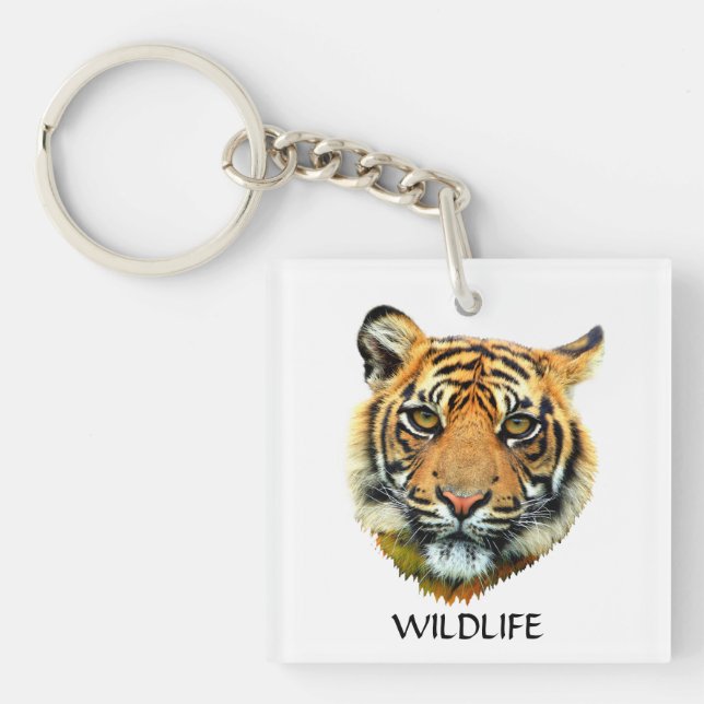 Wild Tiger Animal Face Keychain (Front)