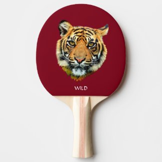Wild Tiger Animal Face on Burgundy