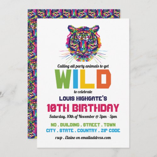 Wild Tiger Birthday Party Invitation