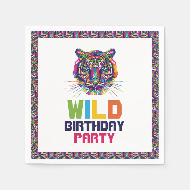 Wild Tiger, Birthday Party Napkins (Front)