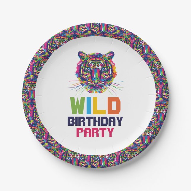 Wild Tiger, Birthday Party Paper Plates (Front)