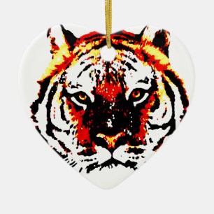 Wild Tiger Eyes Ceramic Ornament