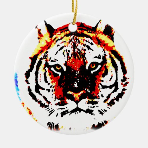 Wild Tiger Eyes Ceramic Ornament