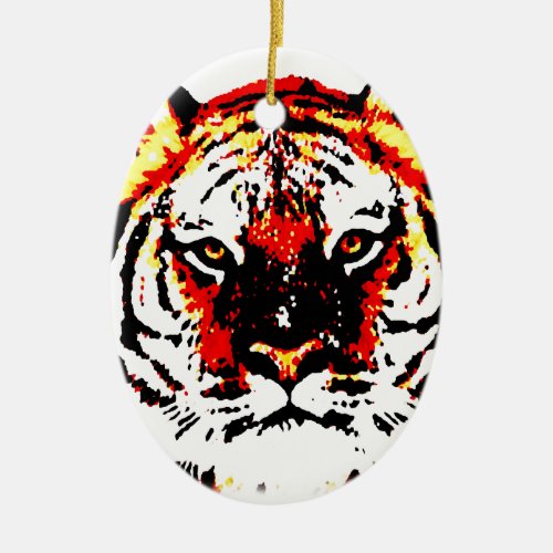 Wild Tiger Eyes Ceramic Ornament