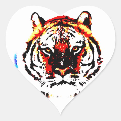 Wild Tiger Eyes Heart Sticker