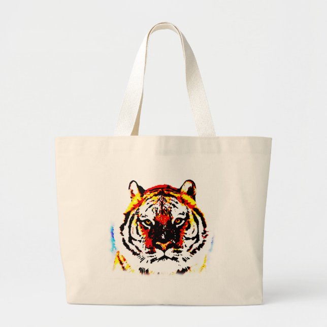 Wild Tiger Eyes Large Tote Bag (Front)