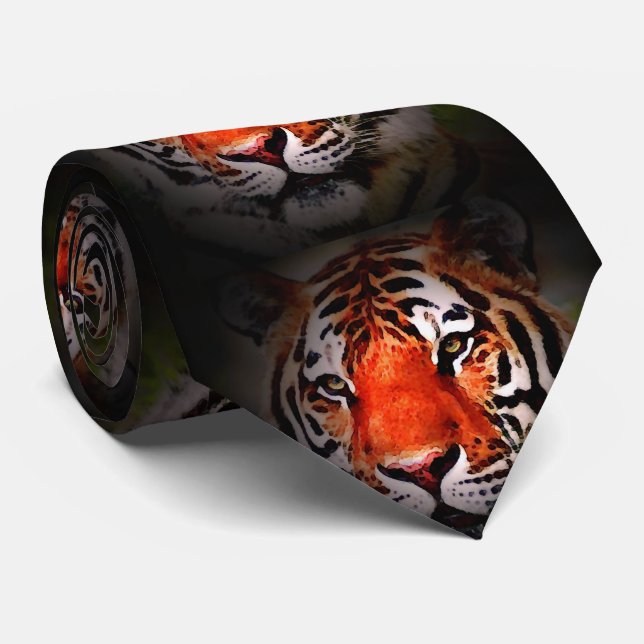 Wild Tiger Eyes Neck Tie (Rolled)