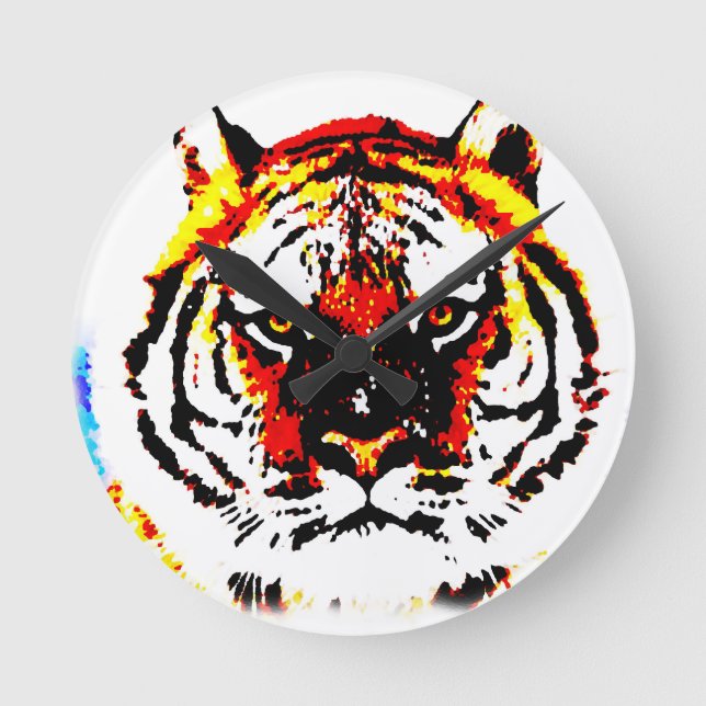 Wild Tiger Eyes Round Clock (Front)