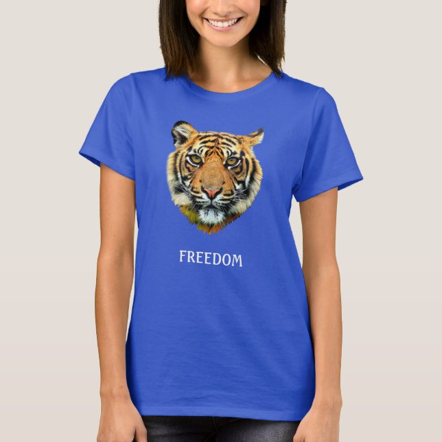 Wild Tiger Face & Calligraphy T-Shirt (Front)