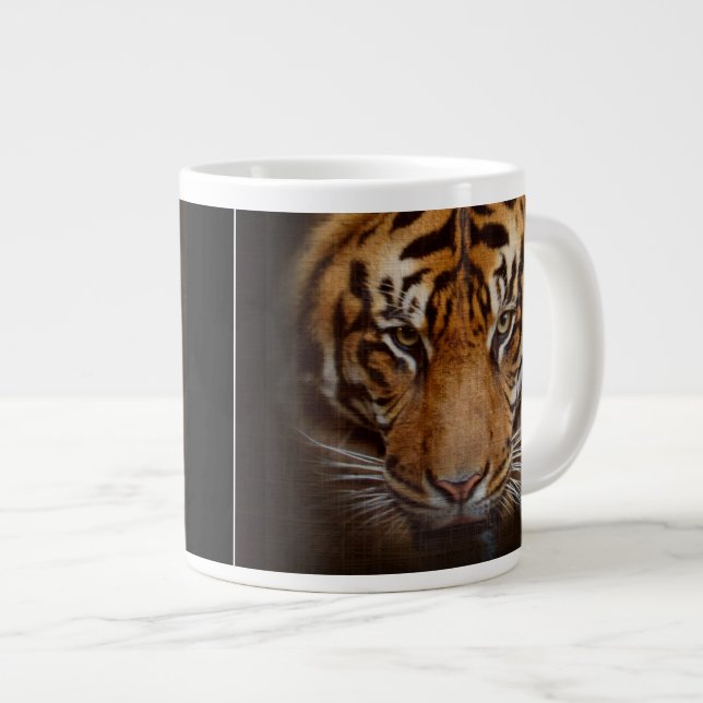 Wild Tiger Face Jumbo Soup or Coffee Mug (Front Right)