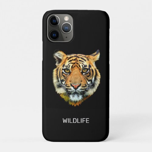 Wild Tiger Face on Black iPhone 11 Pro Case