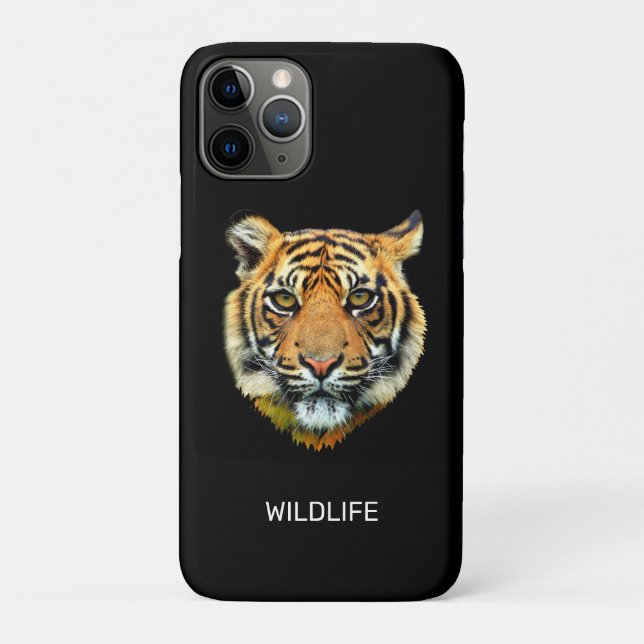 Wild Tiger Face on Black Case-Mate iPhone Case (Back)