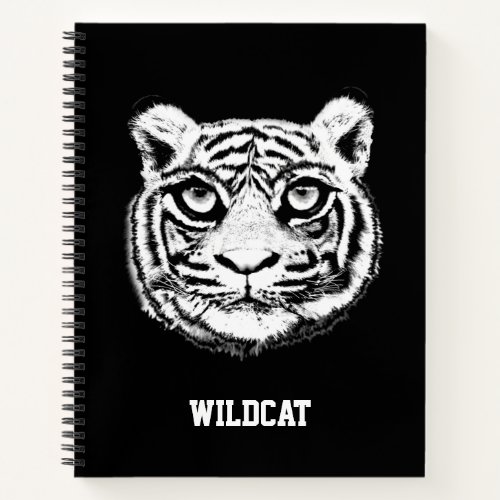 Wild Tiger Face on Black Notebook