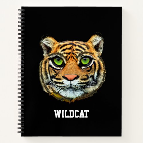 Wild Tiger Face on Black Notebook