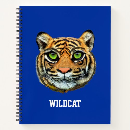 Wild Tiger Face on Blue Notebook