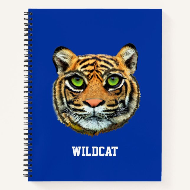 Wild Tiger Face on Blue Notebook (Front)