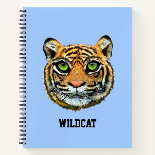 Wild Tiger Face on Light Blue Notebook