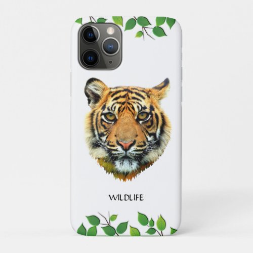 Wild Tiger Face on White iPhone 11 Pro Case