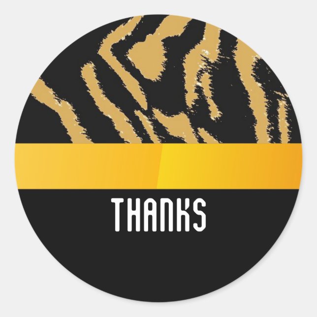 Wild Tiger Fur Pattern Thank You Classic Round Sticker (Front)
