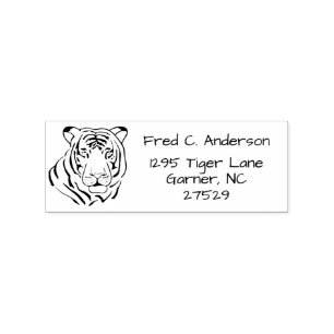 Wild Tiger Head Return Address Rubber Stamp