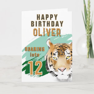 Wild Tiger Head Watercolor Birthday  Card