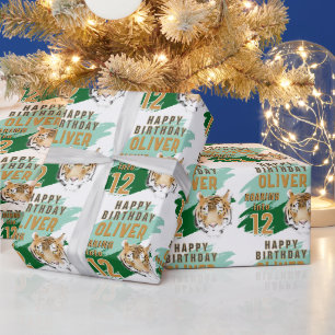 Wild Tiger Head Watercolor Birthday  Wrapping Paper