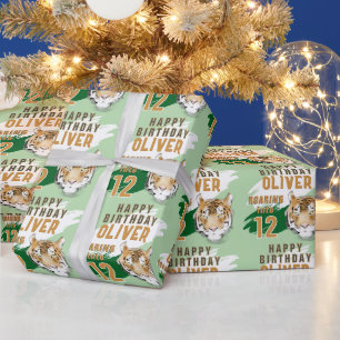 Wild Tiger Head Watercolor Birthday  Wrapping Paper