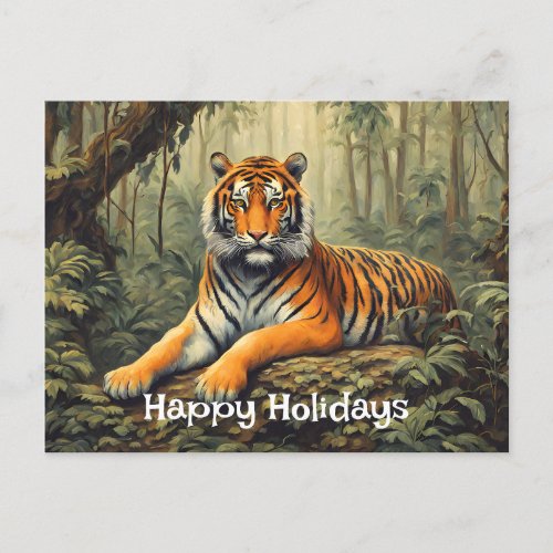 Wild Tiger In The Tropical Forest Vintage  Postcard