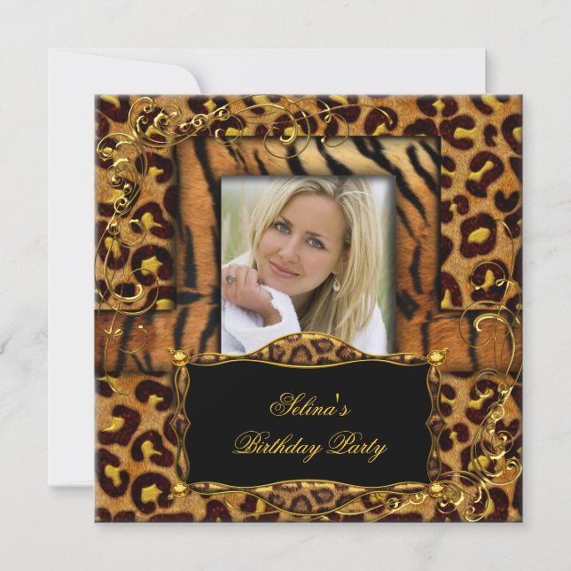 Wild Tiger Leopard Birthday Party Animal Invitation (Front)