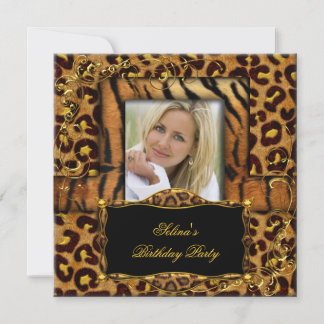 Wild Tiger Leopard Birthday Party Animal Invitation