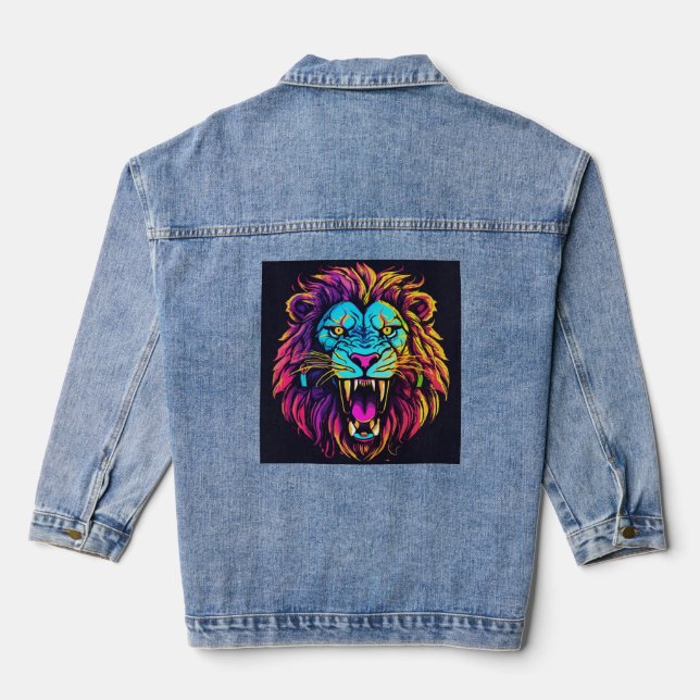 "Wild Tiger Majesty - Dazzling Denim Jacket" Denim Jacket (Back)