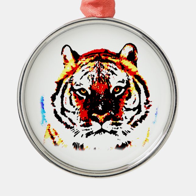 Wild Tiger Metal Ornament (Front)