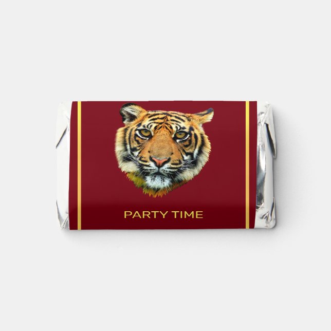 Wild Tiger on Burgundy Red & Golden Hershey's Miniatures (Front)