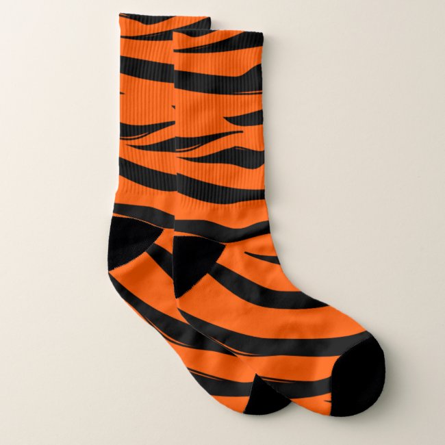 Wild Tiger Orange and Black Striped Pattern Socks