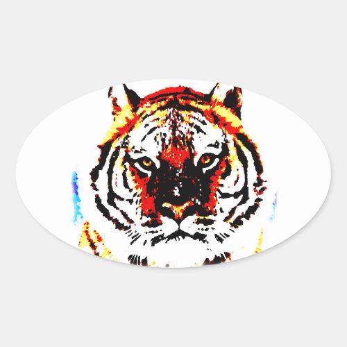 Wild Tiger Oval Sticker