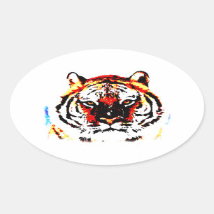 Wild Tiger Oval Sticker