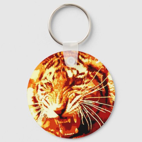 Wild Tiger Pop Art Keychain