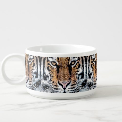 Wild Tiger Portrait Graphic Press Style Bowl